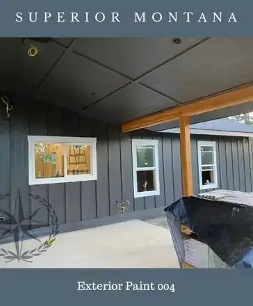 Covered porch with timber posts on the Superior, Montana home