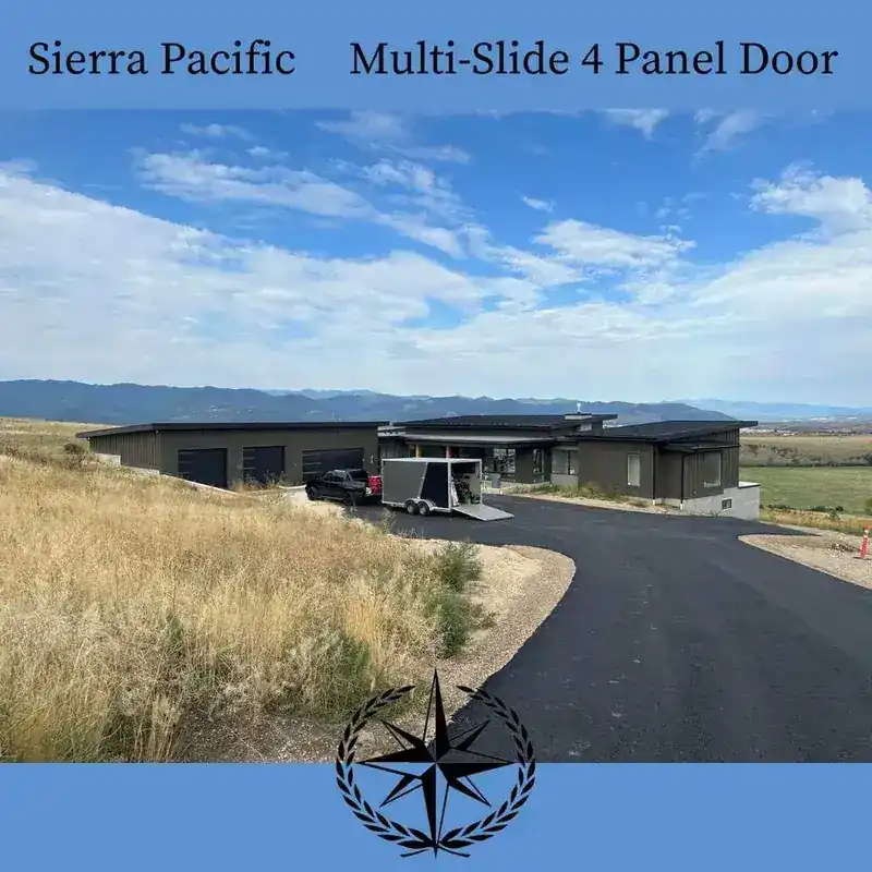 The house from the drive before the multi-slide door went in