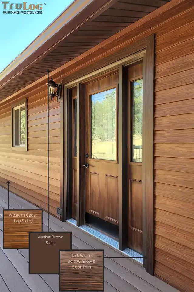 Cedar siding beside a timber door
